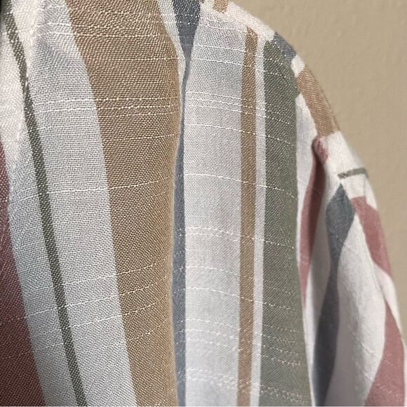 Maurices Multi Striped Button Front V Neck Short Sleeve Blouse XXL - Picture 5 of 10